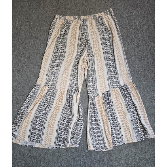 Angie womens Women's Flare Ruffle Pants Elastic Waist Size 2X Boho Lagenlook - Picture 8 of 9